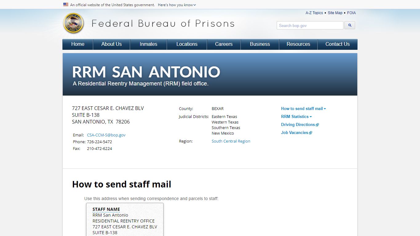 RRM San Antonio - Federal Bureau of Prisons